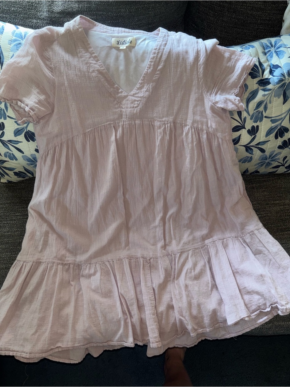 Light Pink Gauzy V-Neck Babydoll Dress - Liltie